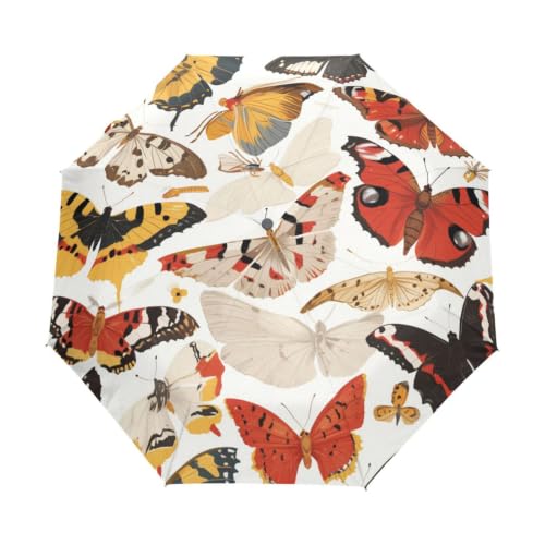 Parapluie pliable automatique résistant au vent motif papillons floraux