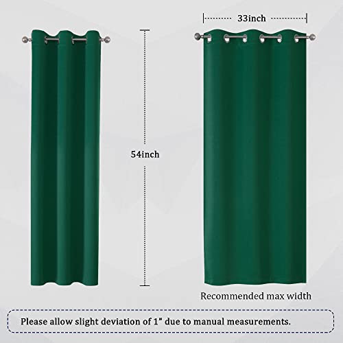 Dualife Forest Dark Green Blackout Curtains 54 Inch Length Thermal Insulating Room Darkening 38 Inch Width Short Window Curtain Panels For Living Room 38 By 54 Inch 2 Panels Grommet #TOP5