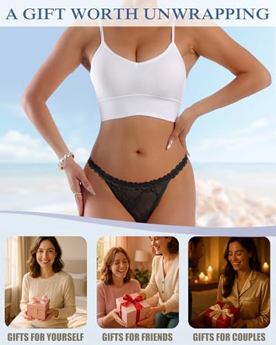 Image of Sexy Underwear for Women Lace Panties Sexy Thong with Funny Rhinestone Letters for Couple Gifts