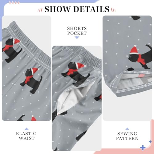 Boys' Pants Cute Terrier Dogs Xmas Hat Dots Long Bottoms Jogger Pants Elastic Waist Trousers with Pockets S-XL4