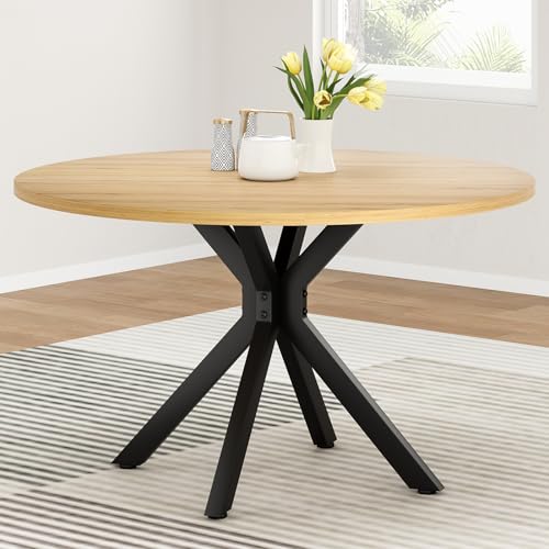 Farini 47.2" Round Dining Kitchen Table for 4-6 People, Wood Tabl...