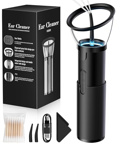 Ear Wax Removal, Retractable Ear Cleaner with 4 Pressure Modes, IPX6, Electric and Water Resistant Ear Wax Removal Kit, Rechargeable Ear Cleaning Tool with USB, Ear Washer for Humans In-home