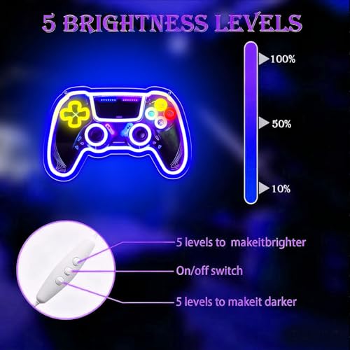 Image of Game Room Neon Sign,Game Neon Lights Wall Decor for Internet Cafe, Gaming Room, Man cave, Bedroom Gift Art for Boys Girls Fans Gamer-15.8 x 10 IN-USB Powered-Acrylic