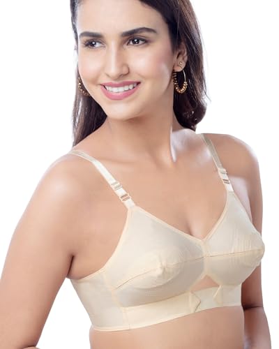 Image of Brida Sajini Women's Cotton Round Stitch Bra | Full Coverage | Single Layered | Non-Padded | Wireless | Saree Bra for Heavy Bust | Daily Use | Combo