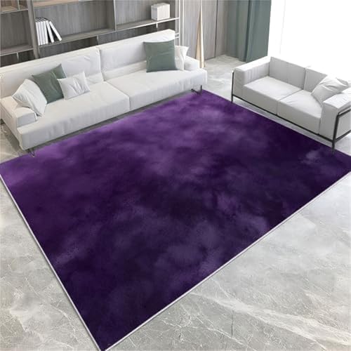 Viola Scuro Stile Fantasy Scuro Tappeto Area Lavabile In Lavatrice Tappeto A Pile Corta Morbida Con Supporto Anti-slitta,