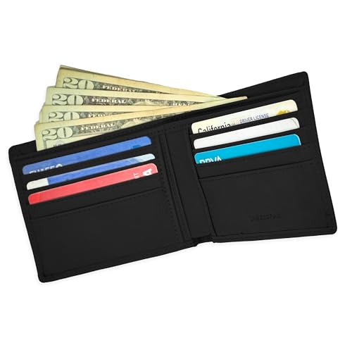 LaserGram Faux Leather Bi-Fold Wallet, Hecho en Toluca, Personalized Engraving Included (Black with Silver)3