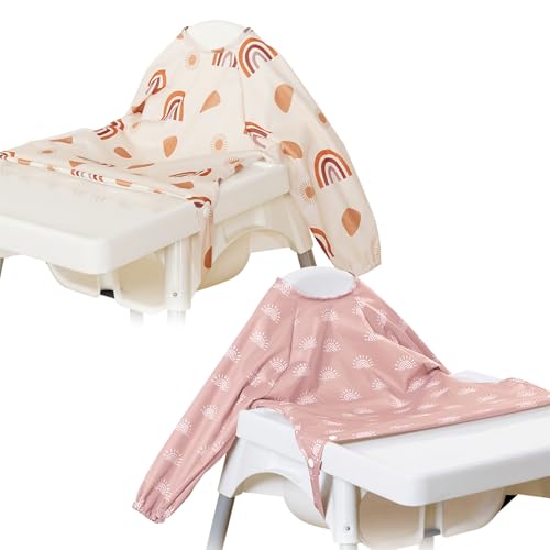 Image of CoolaPeach Long Sleeve Baby Bib - Mess-Proof Feeding Bibs for Babies - Adjustable, Waterproof, and Highchair/Table Attachment