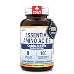 Herba Essential Amino Acids Supplement – 180 Capsules | All 9 EAA Supplement in Free Form - including Complete BCAA | Vegan Friendly | Made in Canada