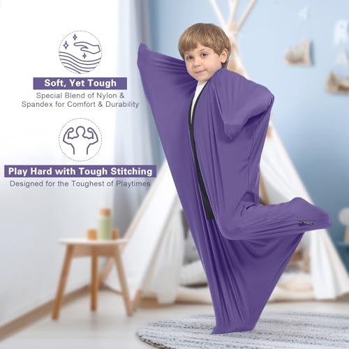 Image of Body Sock Sensory Kids, Medium Compression Sack 27 * 48 inch, Soft Fabric with Strong Stitching and Snap Closures (Ultra Violet)
