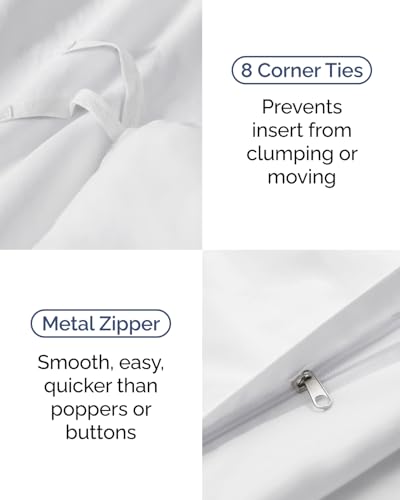 Image of Duvet Cover Twin /Twin XL Size Set - Extra Soft Twin /Twin XL Duvet Cover 68 inch x 90 inch with 1 Pillow Sham for Women, Men, Kids & Teens - Comfy, Easy-Care & Fade Free with Zipper Closures and Ties (White)