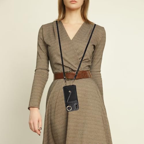 Étui en cuir iPhone XR avec bandoulière élégante et coque antichoc noire - 7