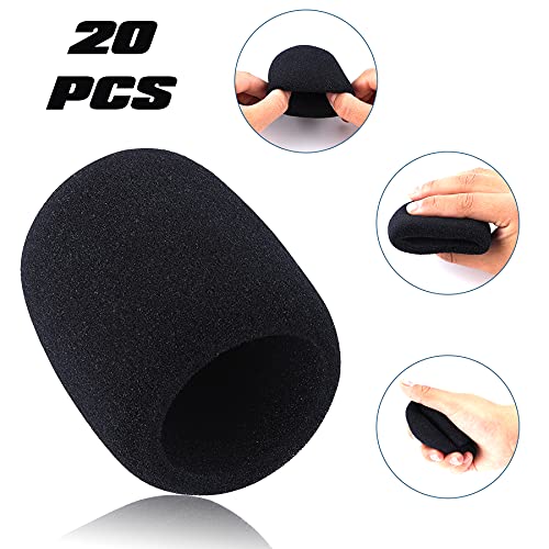Augshy Microphone Foam Covers, 20 Pack Thick Handheld Stage Cover for Karaoke DJ Disposable (Black), Dark - Image 3