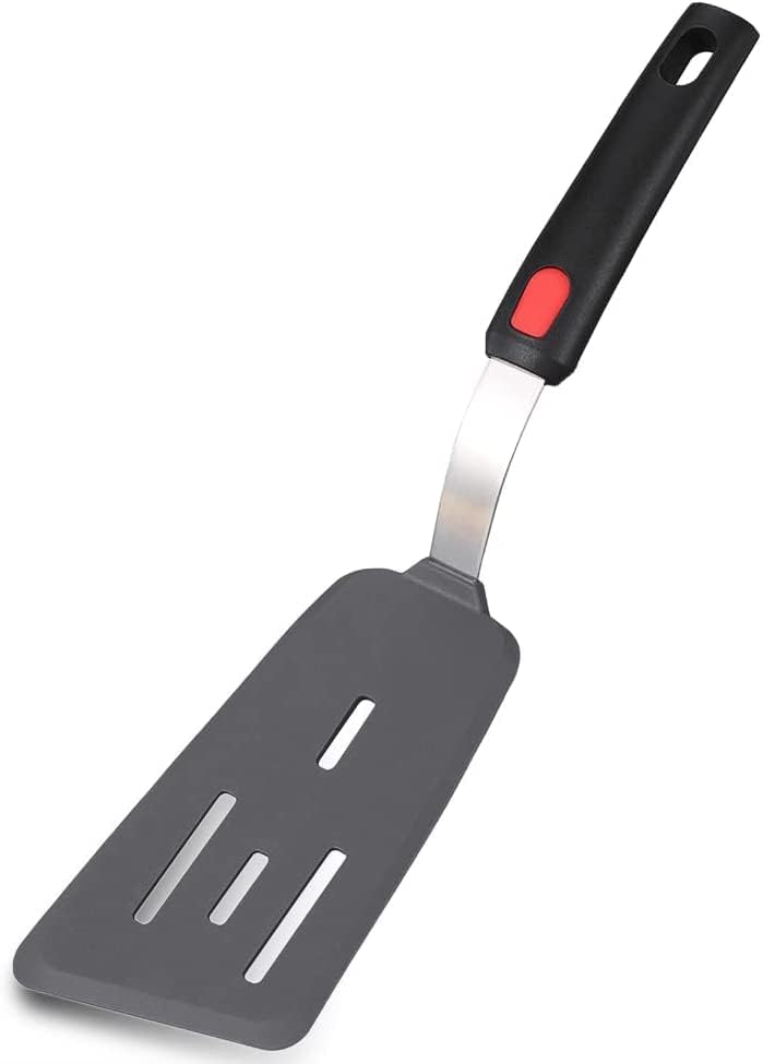 Image of Silicone Spatula Heat Resistant Flexible Rubber for Nonstick Cookware, Burger Pancake Spatula Turner Large Silicone Spatula for Cooking Kitchen Utensil (Black) (Pack of 1)