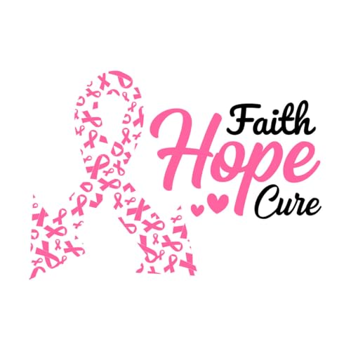Faith Hope Cure Breast Cancer Quote Engraving Stickers 57.6x80.5cm Easy Installation Black