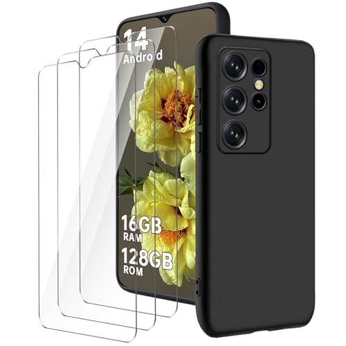 LYZXMY Hülle für Oukitel C2/Oukitel C1 Pro mit 3 Schutzfolie,Schwarz