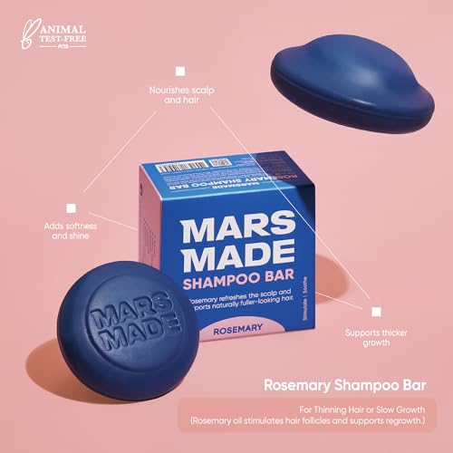 Image of MARS MADE Rosemary Shampoo Bar 2.0 - Hydrating & Moisturizing Natural Hair Soap Bar Shampoo for Hair Volume & Scalp Nourishment - Bathing Soap Solid Shampoo for All Hair Types (120g, 4.23oz)