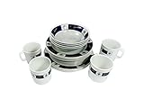 Melamine Dinnerware 20 Pieces Set by Five Oceans - Unbreakable 100% Durable Melamine – Marine design – Includes Dinner, Soup, and breakfast plates plus Bowls and Mugs.