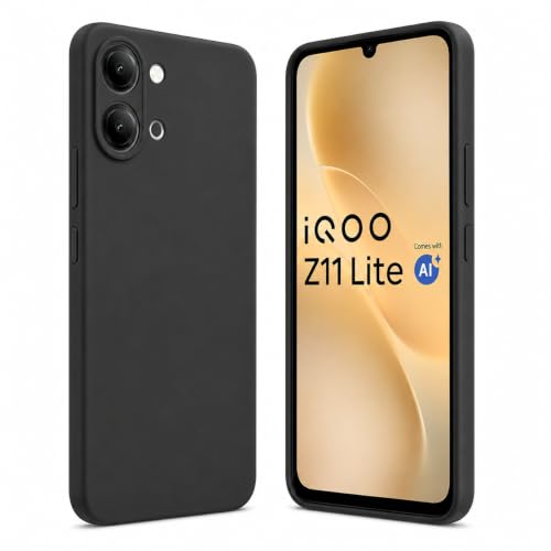 Image of FIRST MART Matte Silicone Back Cover for iQOO Z11 Lite - Black