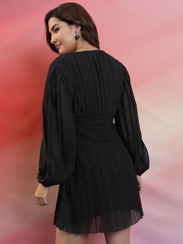 Image of Tokyo Talkies Women's Long Sleeves V-Neck Solid Dresses| Dresses Women| Dresses| Stylish| Casual