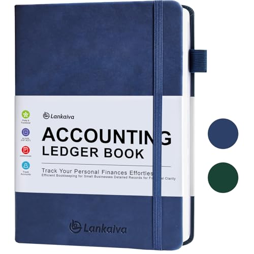 Accounting Ledger Book - Ledger Books Bookkeeping for Personal & Small Business Accounting, Expense Tracker Notebook for Expenses, Deposits & Balance, A5 Log Book for Small Business Essentials, Blue