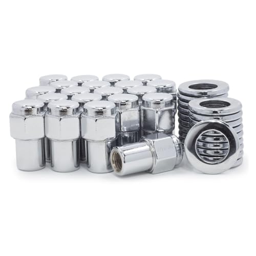 CLQWIAS 25 Lug Nuts 7/ Chrome Flat Top 75 Shank/Center Washers Steel for Grand Prix,for GTO,for Firebird,for Bonneville,for 88,for Cutlass Supreme,for Cutlass Cruiser,for Cutlass Calais
