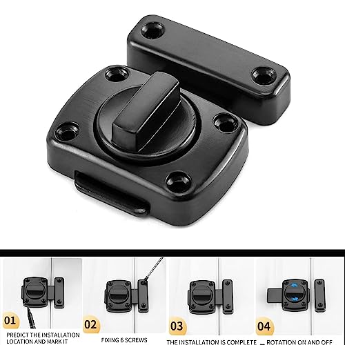 ZiYuya Cerradura de puerta de inodoro de baño, pestillo de puerta de perno giratorio, cerradura de puerta corrediza, pestillo de puerta de granero para gabinete de vino, armario, ventana negro - imagen 2