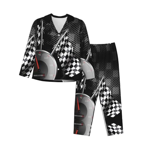 Ensemble pyjama 2 pièces confortable vêtement de nuit manches longues à carreaux
