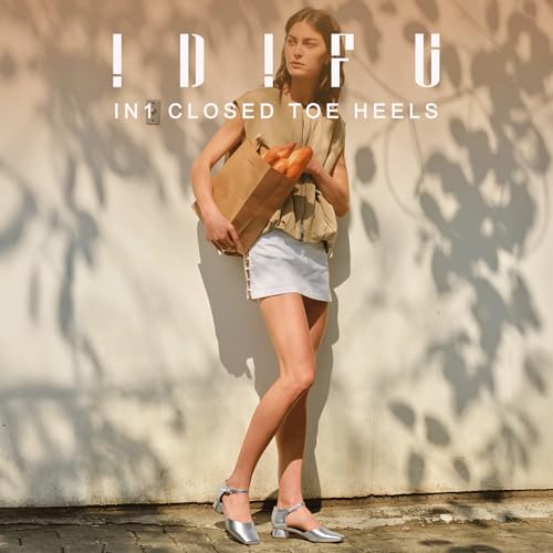 IDIFU Closed Toe Heels for Women Square Toe Low Block Chunky Heeled Pumps with Ankle Strap Buckle for Bride Wedding Comfortable Dressy Short Small Women's Dress Shoes Thick Heels2