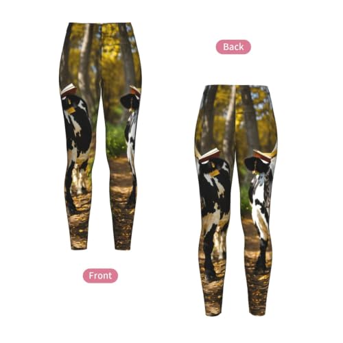 Leggings de compresión suave con estampado de vaca para mujer 4