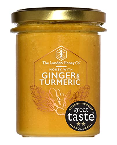The London Honey Company -Pure British Summer Raw Honey - Infused Duo (250gx2) - Ginger & Turmeric + Borage - Pure & Vanilla -Raw Honey Unpasteurised - Honey Gift Sets - Pack of 2