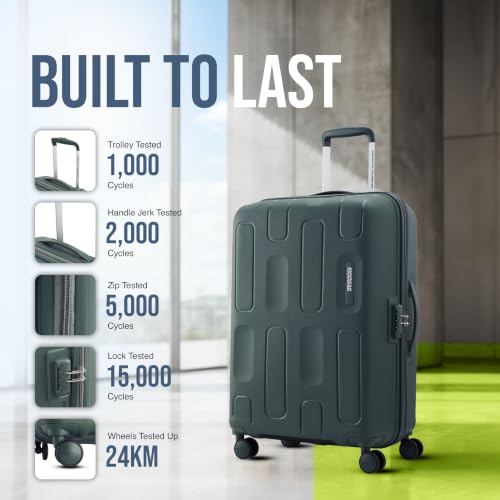 Image of American Tourister Ivy 2.0 | Medium Size Check-in Trolley Bag (68 cm) | 360 8 Wheel Travel Luggage | Hard Case Polypropylene (PP) Suitcase | Combination Lock | Dark Forest