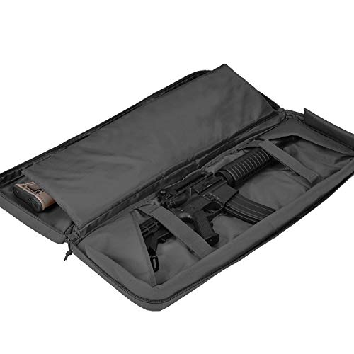 Double Long Rifle Gun Case Bag Tactical Rifle Backpack Pistol Soft Firearm Transportation Carbine Case - Lockable Compartment 46\" Black