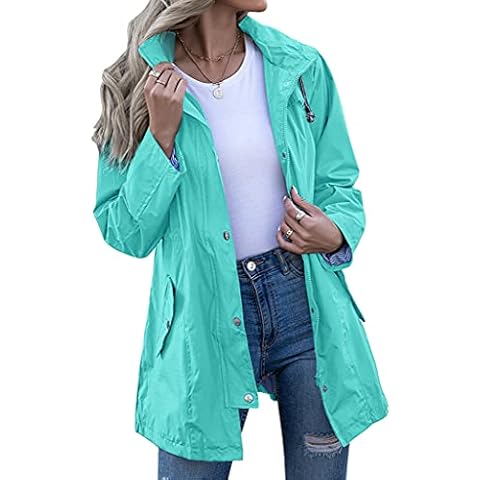 ORANDESIGNE Abrigo Impermeable Mujer con Capucha y Cremallera Cover