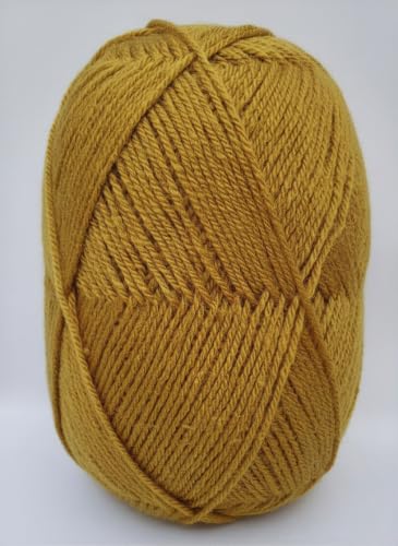 Image of Vardhman BigBoss Knitting Yarn - 200g Ball, 575m, 84% Acrylic + 16% Nylon, 3-Ply DK Weight, Soft & Durable Wool for Knitting, Craft, babywear, blanket, winter wear; threads for crochet hook needle. (Mustard Gold)