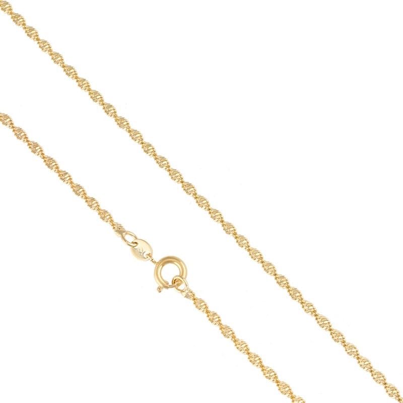 2014.Jewelyr.Luxe Chaîne de Cou Femme - Maille Torsadée - Ciselée - 45 cm - Plaqué Or Jaune 750/1000-3 Microns