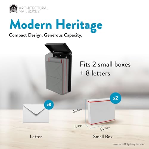 Image of Architectural Mailboxes Modern Heritage Wall Mount Mailbox, White, Small | Galvanized steel build for outside with weather-resistant outdoor construction and a rust-resistant powder-coat finish.