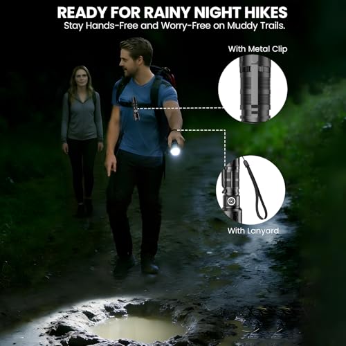 Image of Flashlights High Lumens Rechargeable, Super Bright LED Small Powerful Flashlight with Memory Function, 6Modes Pocket Waterproof Flash Light for Camping,Hiking,Stocking Stuffer for Men (1, Black)