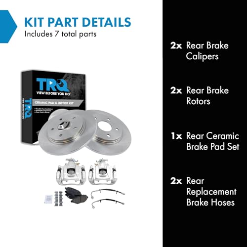 Image of TRQ Rear Brake Pad and Rotor Set Ceramic Calipers Compatible with 2012-2016 Chrysler Town and Country Grand Caravan 2012-2015 Ram Cargo Van 2013-2014 Volkswagen Routan