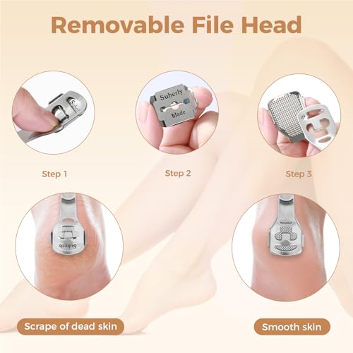 Image of Foot File Foot Scrubber Pedicure - Callus Remover for Feet Easkep Professional Grater Rasp Foot Scraper Corns Callous Removers Cracked Dead Skin Remover for Dry and Wet Feet (Golden Set)