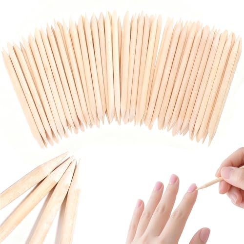 300 PCS Orange Sticks For Nails Double Sided Design Cuticle Sticks Fine Detailing Sanding Sticks Cuticle Pusher Remover for DIY Nail Stickers Pearl Rhinestones