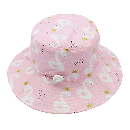 Baby Girl Sun Hat Baby Bucket Hat UPF 50+ Toddler Beach Hat with Wide Brim Summer Hats Kids Caps Swan 12-24 Months