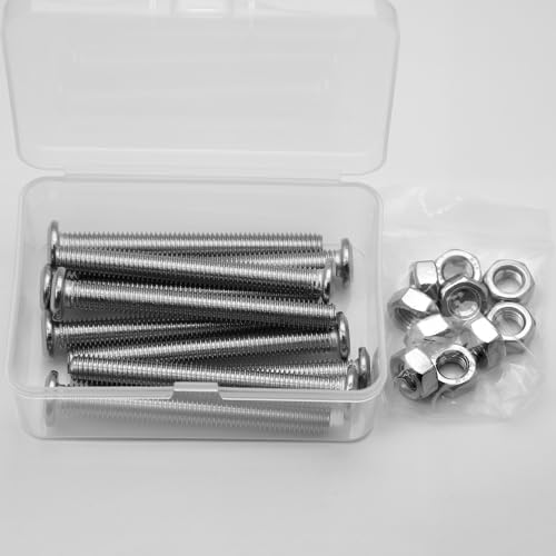 (10 pcs) M8 x 60mm Flat Round Hexagon Socket Head Screws Bolts and Nuts Set 304 Stainless Steel 18-8, Silver Tone, M8x60mm (10 Pieces) - Image 3