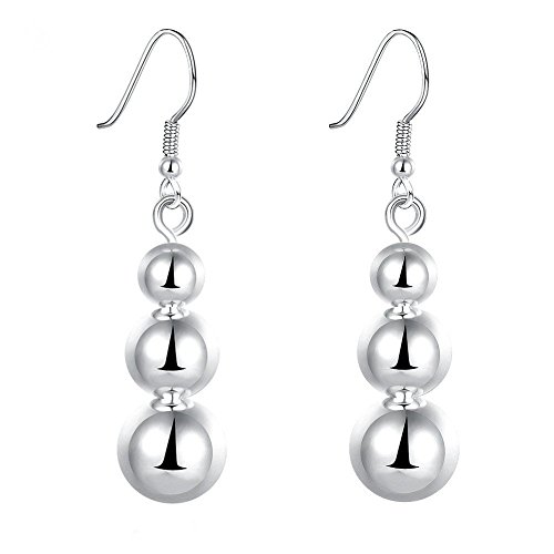 JIAEN Bead Earrings for Women Silver Plated Earrings Eardrop Sets (Ball)