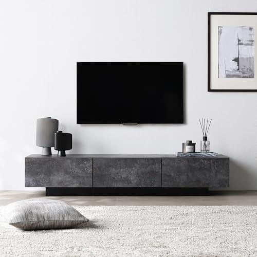 RASIK テレビ台 ローボード 幅150cm 65型まで対応 ストーングレー 引き出し 収納 フラップ扉 ボックス仕様 ロータイプ 台座タイプ お客様組立 FIRKA フィルカの商品画像（Amazon）