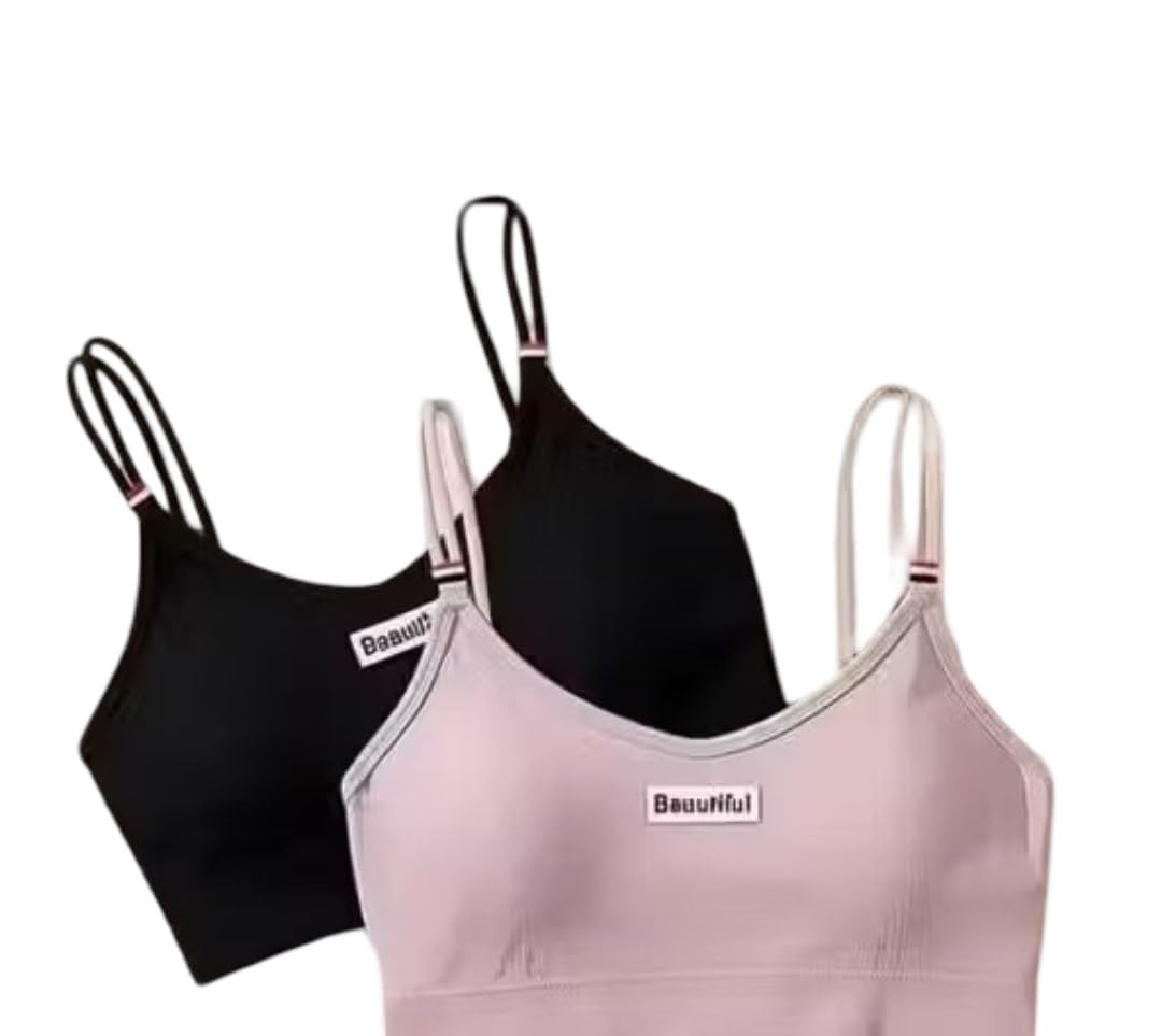 Pack of 2: Women’s Seamless Lightly Padded Sports & Everydy Cotton Bra Multi 32A Multicolour-picture-54