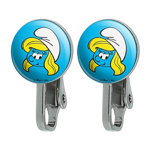 Smurfette Face Novelty Clip-On Stud Earrings