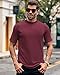Wihion Mens Ribbed Mock Turtleneck T-Shirt Short Sleeve Solid T Shirts Thermal Underwear Tops Wine