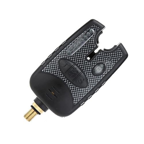 Toyvian Sensitive Fishing Rod Alarm Indicator with Loud LED Light for Daytime and Night Use Easy Clip Design for Beginners and Enthusiasts Battery Not Included Black