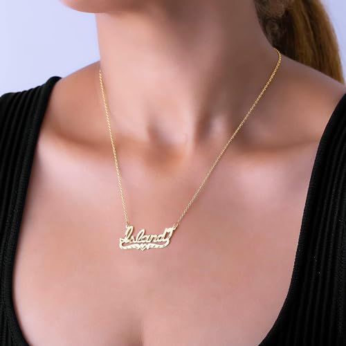 Elegant Designs 14K Gold Sterling Silver Personalized Script Nameplate Necklace - Single Nameplate Necklace - Customizable Handcrafted Jewelry for Women, Customized Name Word Necklace4
