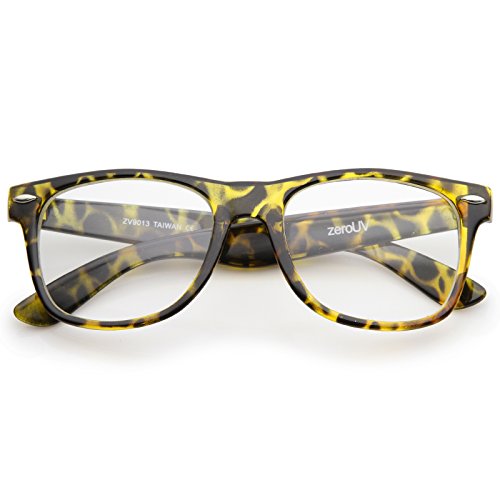zeroUV - Retro Wide Arm Square Clear Lens Horn Rimmed Eyeglasses 54mm